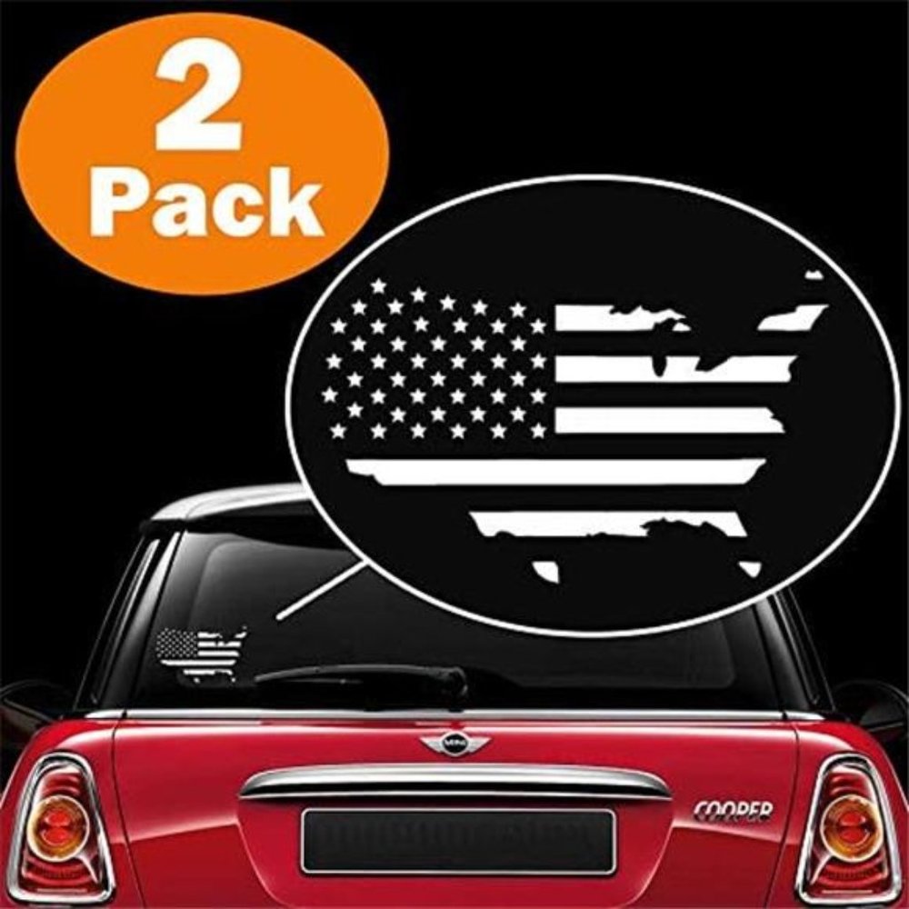 2pc Subdued USA American Map Flag Decal Tactical Military Vinyl Bumper Sticker